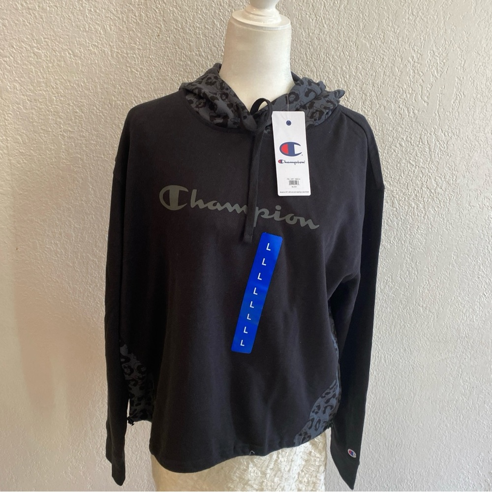 ⚡️Champion Ladies' Lightweight Jersey Hoodie - Black (Large)
